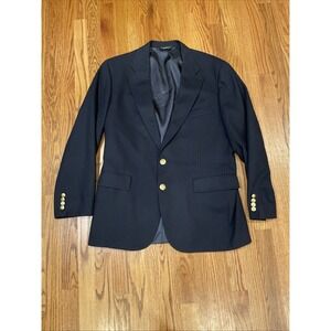 Vintage Chaps Ralph Lauren Men's Wool Blazer Gold Button USA Black Size XL 40-42